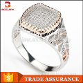 Wholesale uniquely designed Saudi Arabia style zircon white gold silver finger ring for men